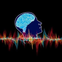 Drawing of a brain with electronic wave patterns below it.