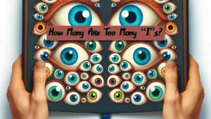 Hands holding an open book with dozens of pairs of eyes staring back